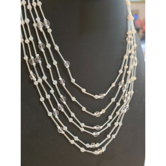 Vintage Orbs of Light‎ Multi-Strand Beaded Necklace With Adjustable Chain - Picture 5 of 9